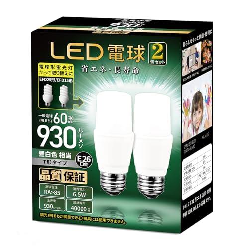 LED電球 T形タイプ 口金直径26mm 電球60W形相当(6.5W) 昼白色相当 一般電球・T形タ...