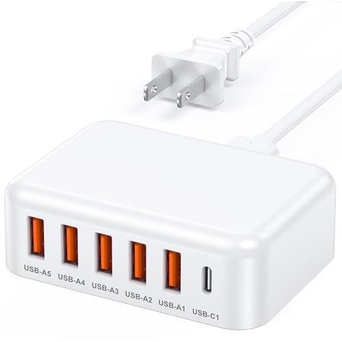 合計60W USB C充電器 6ポート iPhone 17 充電器 15W ACアダプター USB ...