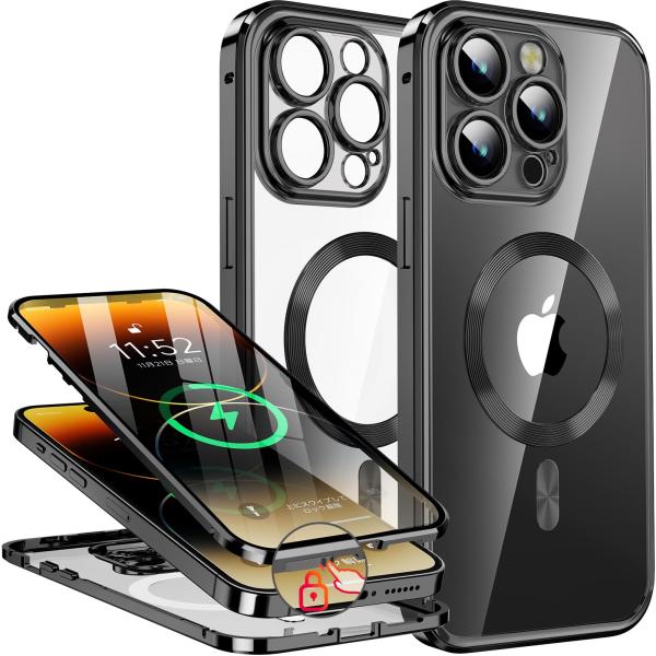 押さえロック式&amp;本体の色・CDループiPhone14 Pro 用 ケース 「両面ケース＋マグセーフ対...