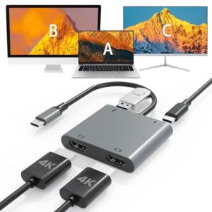 USB C デュアルHDMIアダプター VVG 4in1 Dual hdmi 4K@60Hz対応、100W typeC PD充電、USB-Aポー
