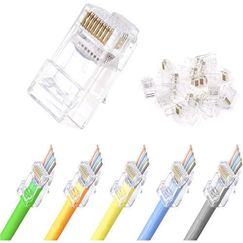 VCE 貫通式RJ45 コネクタ CAT6 CAT5E CAT5 LANケーブル用 100個セット ...