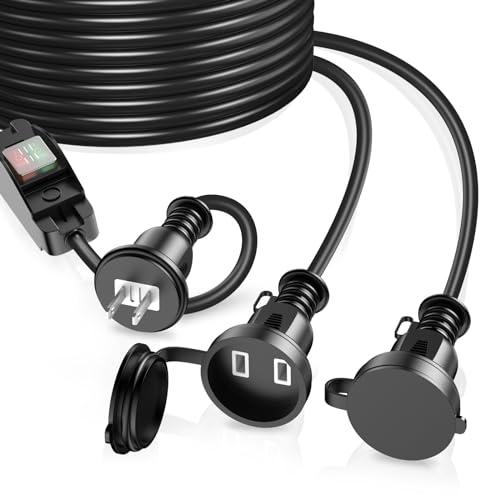 延長コード 3m HITRENDS 防水 分配コード 2分配 防雨型 防水 電源タップ 電源コード ...