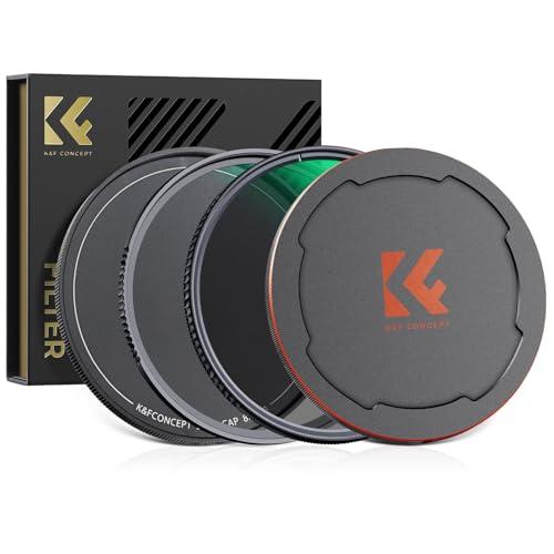 K&amp;F CONCEPT 77mm PLフィルター+レンズ保護フィルター+レンズキャップセット 光学ガ...