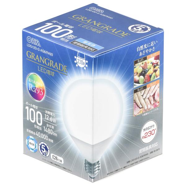 オーム(OHM) 電機 LED電球 ボール電球形 E26 100形相当 昼光色 LDG12D-G A...