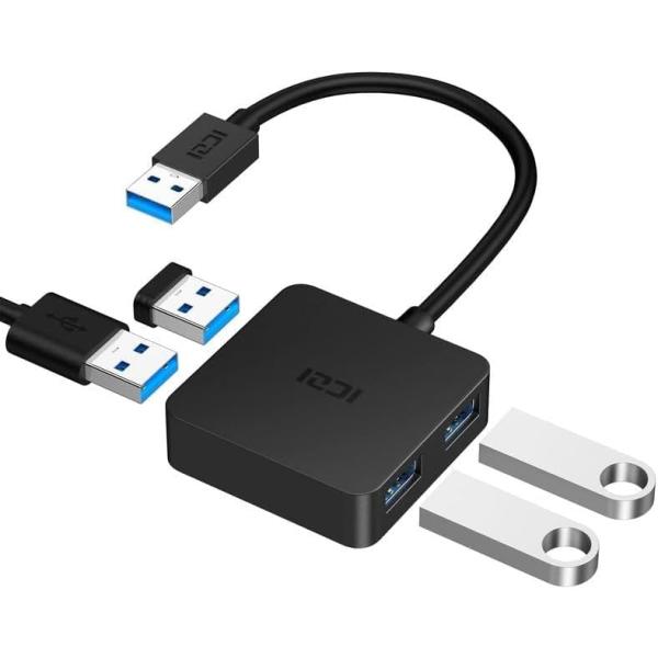 ICZI USB ハブ3.0 4ポートUSB 3.0 ハブ 四角形 HUB 5Gbps高速変換アダプ...