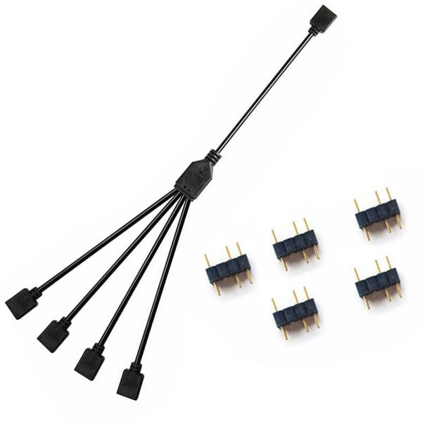 サムコス ARGBファン用電源ケーブル 5V3ピン 4分岐ケーブル 30cm LED用延長ケーブル ...