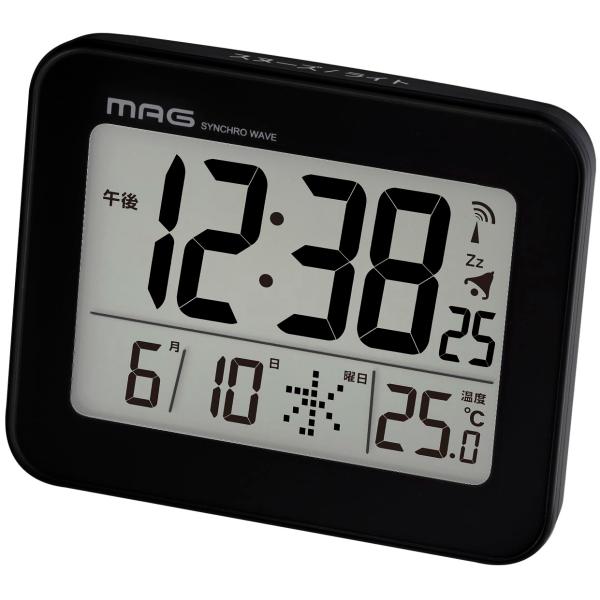 MAG(マグ) 目覚まし時計 置き時計 小型 小さい デジタル 電波時計 温度計 カレンダー 電子音...
