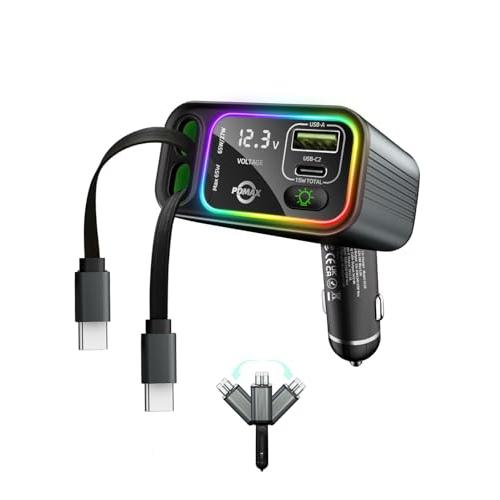 PDMAX 145W シガーソケット 車 充電器 タイプc 4 in 1 カーチャージャー 4台同時...