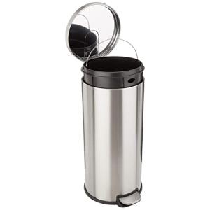 ベーシック ゴミ箱 30L(30リットル) ソフトクローズ 静音 ふた付き ペダル付き スチール製 つや消しステンレススチール 円筒形 丸形｜アールツー