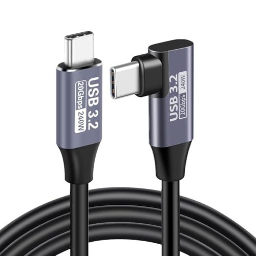 USB-C &amp; USB-C ケーブル 1M L字 20Gbps高速データ転送 240W PD急速充電...