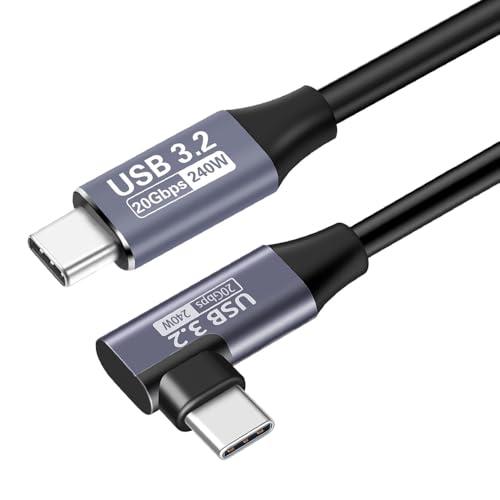 Type C ケーブル L字型 0.5M USB C to C ケーブル 20Gbpsデータ転送 2...