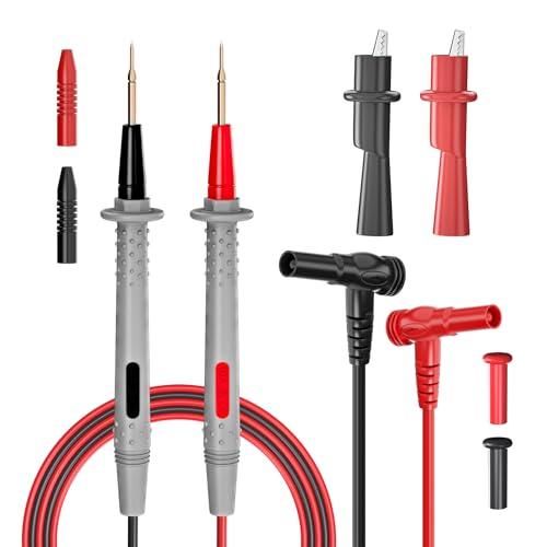 Cleqee マルチメーターテストリード プローブテスターリード 金メッキ極細0.7mmニードル 精...