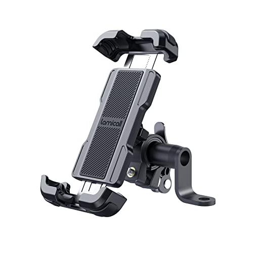 バイク スマホホルダー スタンド : Lamicall 片手操作 オートバイ ワンタッチ スマートフ...