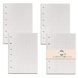 メモ帳リフィル A7 ミニ6穴4冊セット 5mm方眼罫 システム手帳リフィル 手帳リフィル DY.2ten a7 ポケットサイズ クリーム 18