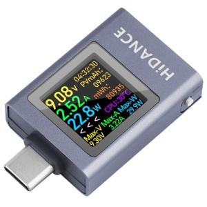 電流 電圧チェッカー、双方向 USB C パワーメーター USB C テスター、USB マルチメーター 4.5-50V 0-12A 電圧電流容量｜アールツー