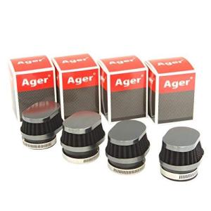 Ager オーバル パワーフィルター ショート ガンメタxブラック 54mm 4個
