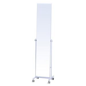 不二貿易 姿見 スタンドミラー 幅37×奥行36×高さ159cm ホワイト 角度調整 飛散防止 キャスター付き 15549