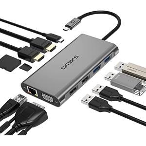 USB C ハブ 11-in-1 トリプルディスプレイ Omars USB Type C ハブ HDMI ドッキングステーション 変換アダプタデ