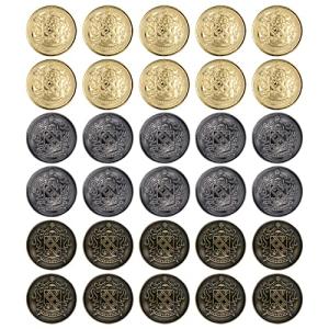 TSUKURIRO ボタン メタル アンティーク 紋章風 3色 x 各10個セット ハンドメイド DIY アクセサリー 手芸 (20mm Bデザ