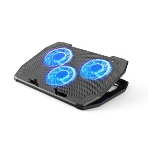Eono  ノートパソコン冷却台3つファン 7段階高度調整冷却パッド 携帯電話ホルダーを備えた 大風量 低騒音軽量と滑