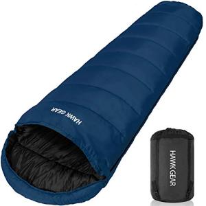 [HAWK GEAR(ホークギア)] 寝袋 シュラフ マミー型 キャンプ アウトドア -15度耐寒 簡易防水 オールシーズン (ネイビー)