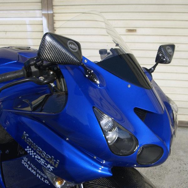 ZZR1400用 フルアジャスタブルドライカーボンミラー