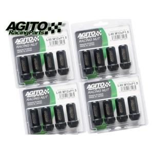 AGITOレーシングナット L48 17HEX M12xP1.5 クロモリ製 4穴用 16個（4p ...