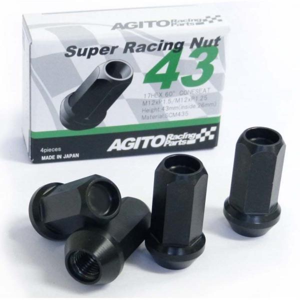 ４本入★AGITOスーパーレーシングナット43 17HEX M12xP1.5 クロモリ製