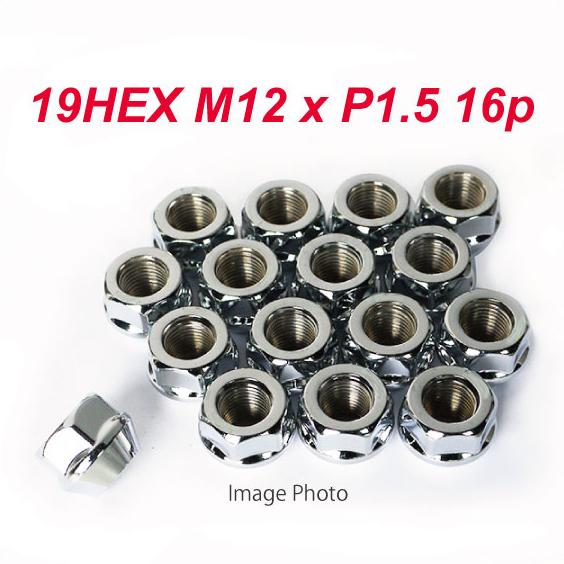 特価 貫通ナット 19HEX M12 P1.5 60°テーパー座 4穴用 16個 メッキ ホイールナ...
