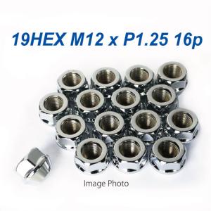 特価 貫通ナット 19HEX M12 P1.25 60°テーパー座 4穴用 16個 メッキ ホイールナット /スズキ スバル ニッサン など