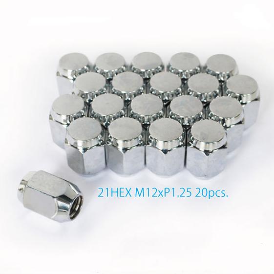 特価 5穴車用 20個 21HEX M12 P1.25 60°テーパー座 メッキ 袋ナット ホイール...