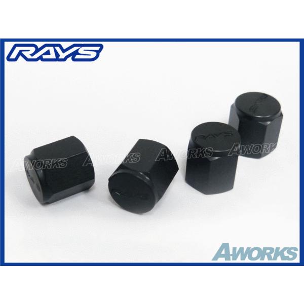 RAYS ロゴ入り エアーバルブキャップ 4個入 ブラック