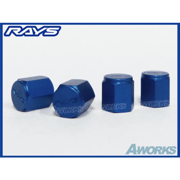 RAYS ロゴ入り エアーバルブキャップ 4個入 ブルー