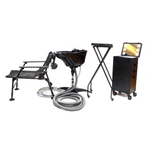 訪問美容師・出張美容師 4点セット 5mホース 移動シャンプー台「ワンシャン」Aショートタイプ＋シャ...