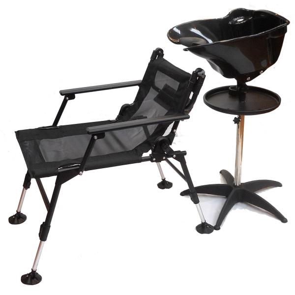 美容室専用 移動式シャンプー台 ワンシャンA アダプター付 給排水ホース10m＋軽量シャンプーチェア...