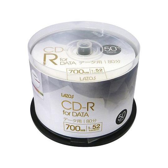 ブランクメディアディスク CD-R 50枚入 Lazos L-CD50P (3-664-11)