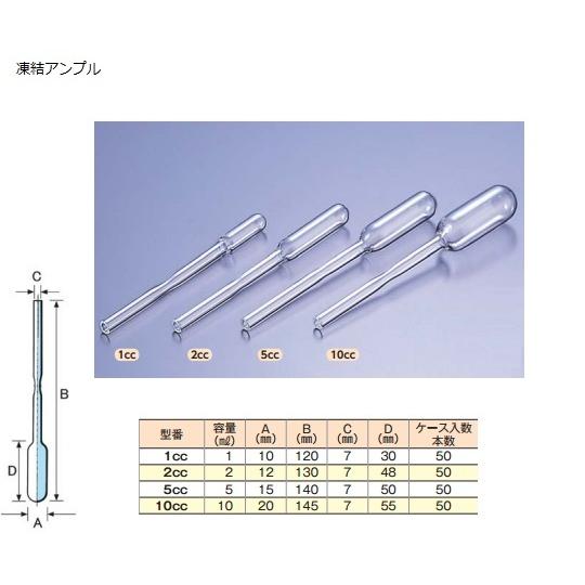 マルエム アンプル管 硼珪酸ガラス製 凍結アンプル 白色 2mL 50本入  (5-124-08)