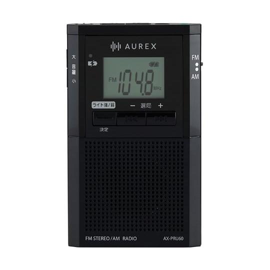 AUREX LEDライト付きポケットラジオ AX-PRU60(K) 東芝 54-1938-37