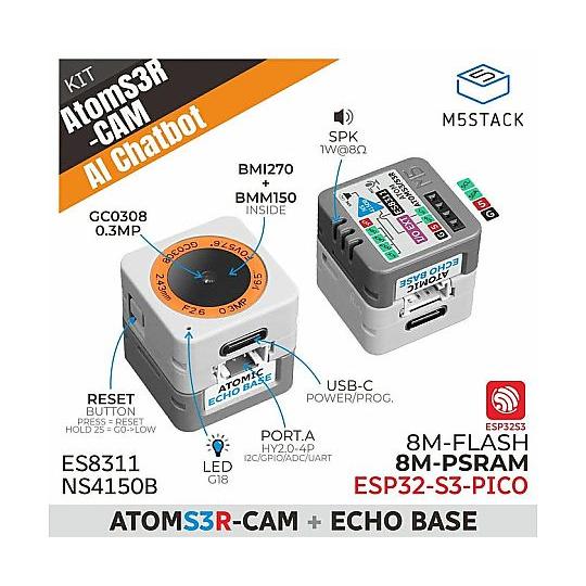 ATOMS3R-CAM AI Chatbotキット 8MB PSRAM M5Stack M5STAC...