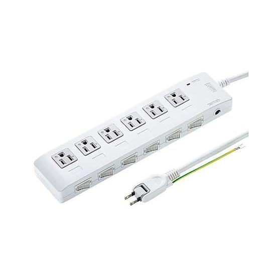 125V/15Ax2m 省エネタップ 6口/3P サンワサプライ EA815GM-409 60-28...