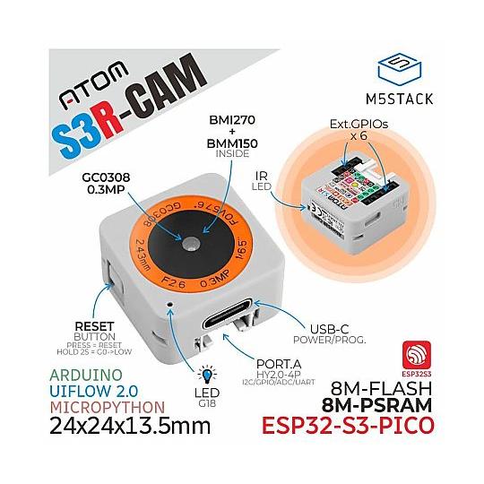 ATOMS3R カメラキット 8MB PSRAM搭載 M5Stack M5STACK-C126-Ca...