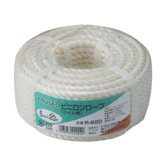 ビニロンロープ 3つ打 線径6mmX長さ20m トラスコ中山 R-620 (61-2791-31)