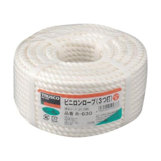 ビニロンロープ 3つ打 線径6mmX長さ30m トラスコ中山 R-630 (61-2791-32)