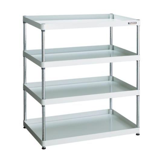 スチールラック フェニックスワゴンラック型 抗菌900X600 4段 ホワイト トラスコ中山 PEW...