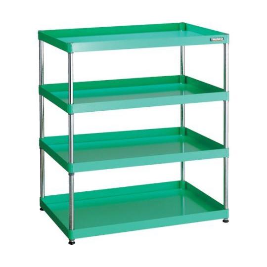 スチールラック フェニックスワゴンラック型 抗菌900X600 4段 ヤンググリーン トラスコ中山 ...