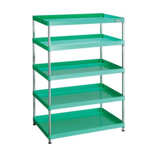 スチールラック フェニックスワゴンラック型 抗菌900X600 5段 ヤンググリーン トラスコ中山 ...