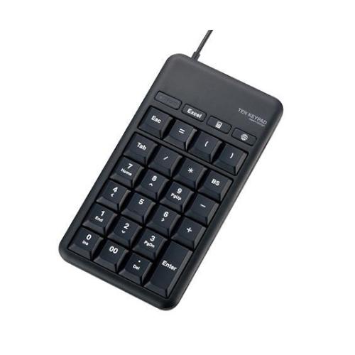 有線テンキーボード Lサイズ メンブレン 高耐久 USBハブ付 ホットキー付 ブラック エレコム T...
