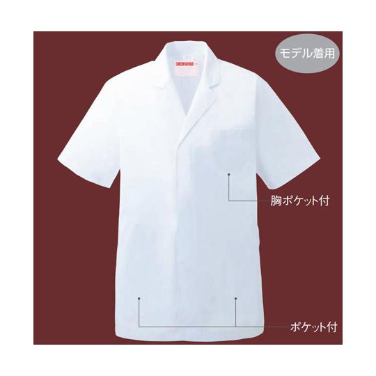 KAZEN 男子衿付調理衣 半袖 白 6L 312-30 6L (61-9870-20)