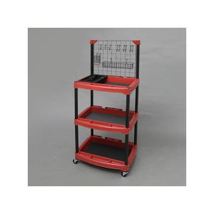 ハードツールワゴン メッシュパネル付 レッド 570×410×1300mm アイリス