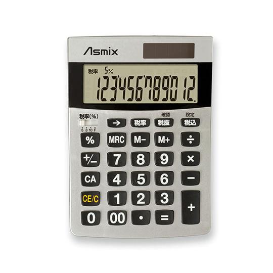 消費税電卓 S シルバー アスカ C1226S (62-8249-99)